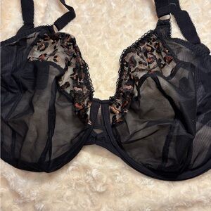 Elomi Black and Red Sheer Lace Bra
